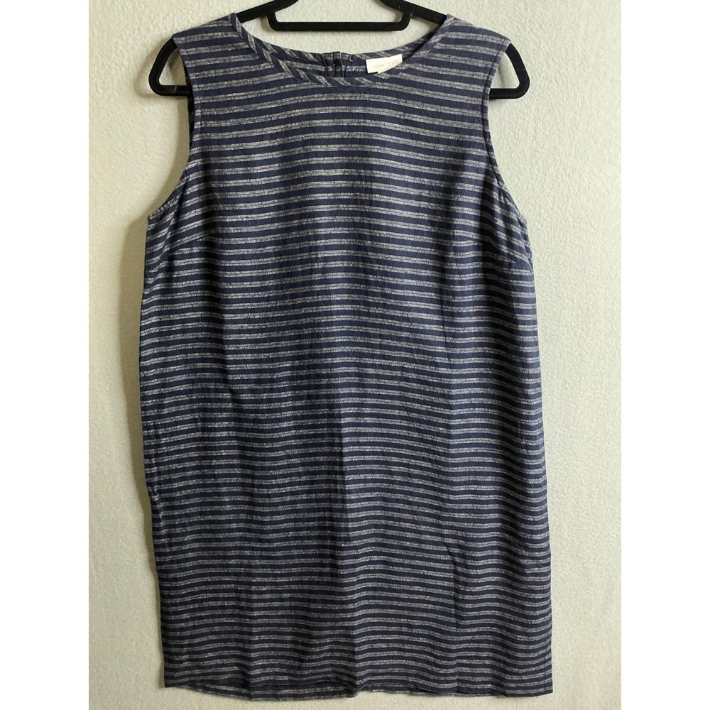 J. Jill Dress‎ Women's Medium Petite Linen Striped Sleeveless Casual Dress